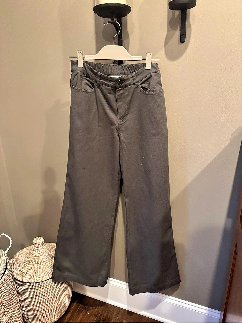 Pact Black Wide Leg Pull-On Pants Size Medium Organic Cotton NWOT